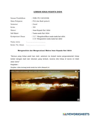 Iman kepada hari akhir