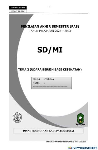 Soal PAS TEMA 2 Kelas 5