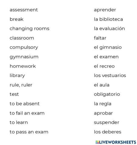 Vocabulario sobre educación
