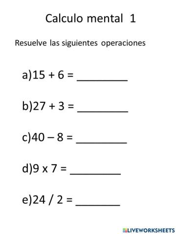 Calculo mental 1