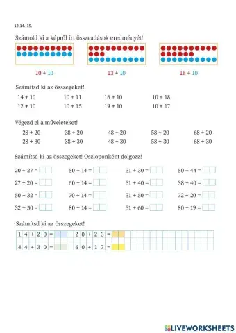 Összeadás tízes átlépés nélkül