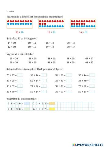 Összeadás tízes átlépés nélkül
