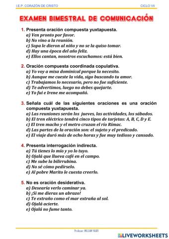 Examen bimestral