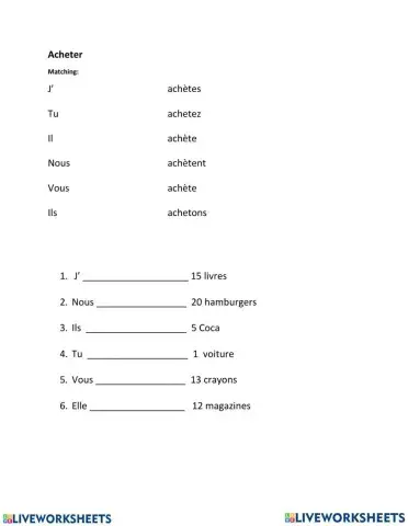 Acheter au présent de l'indicatif