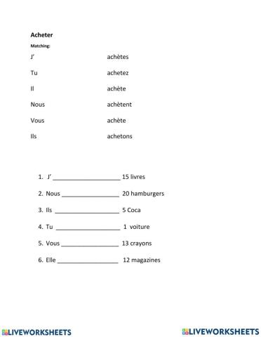 Acheter au présent de l'indicatif