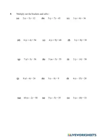 WW 3 step equations with brackets