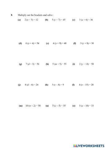 WW 3 step equations with brackets