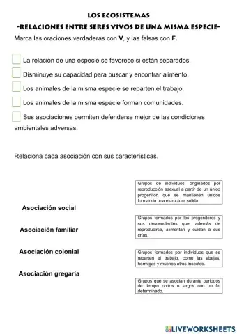 Relaciones entre seres vivos de una misma especie