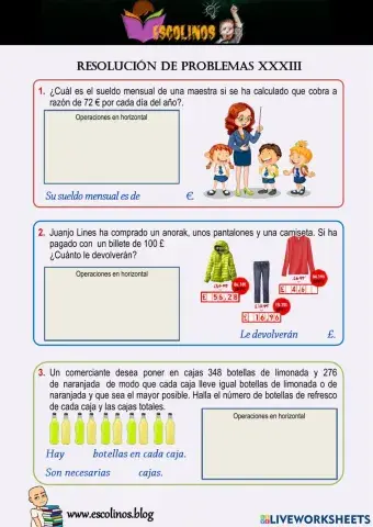 Matemáticas 5º. Resolución de problemas XXXIII