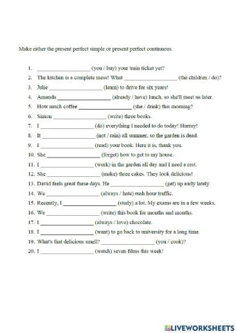 Present Perfect and Present Perfect Continuous