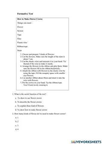 Formative Test Procedure Text