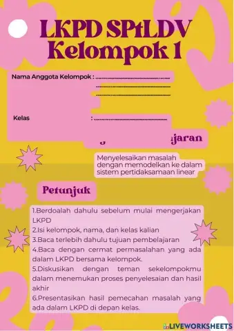 Lkpd sistem pertidaksamaan linear dua variabel