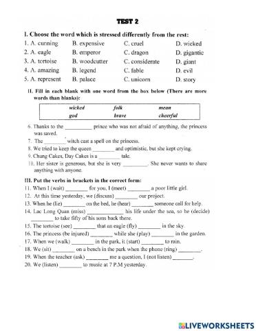 Lop 8- unit 6- test 2