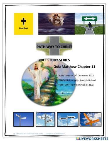 Pathway To Christ Bible Study Series Matthew Chapter 11 KJV Quiz