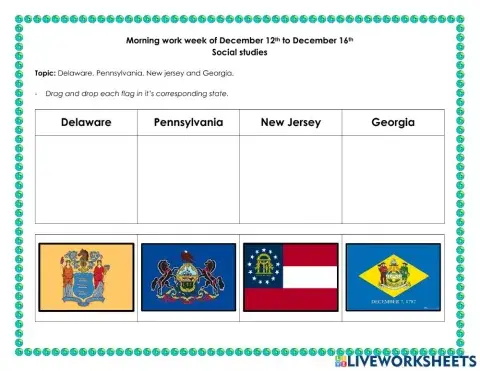 Morning Work Social Studies - Dec 12th to Dec 16th