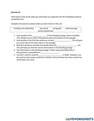 IE2, Unit 1, Reading, Exercise 10