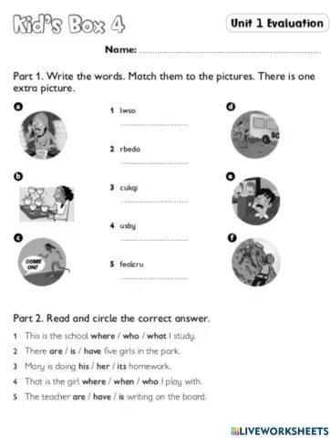 Kid's box 4 test unit 1