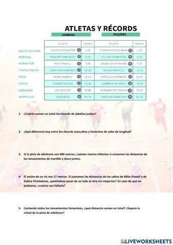 Decimales con el atletismo