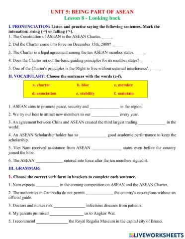 Unit 5: Being part of ASEAN