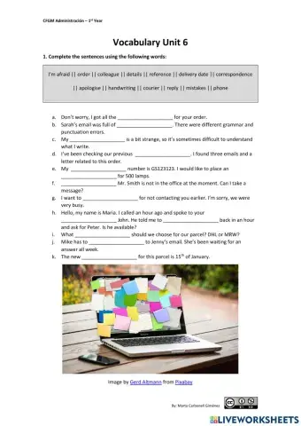 Vocabulary practice Unit 6