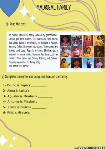 FAMILY MEMBERS-POSSESSIVE ADJECTIVES