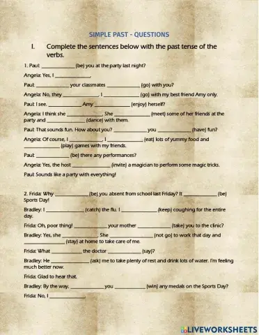 Simple past Questions