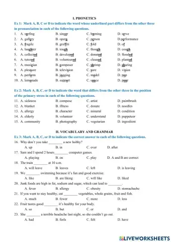 ENGLISH 7 - END TERM 1 - Test 2