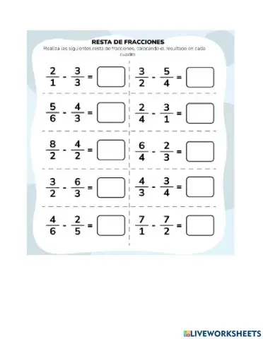 Restas de fracciones