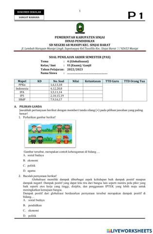 Soal PAS Tema 4 Kelas 6 OK