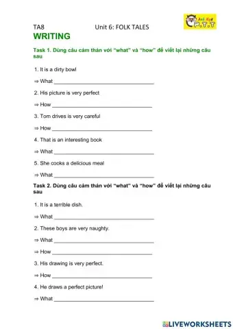 Ta8 unit 6 folk tales- writing exclamations