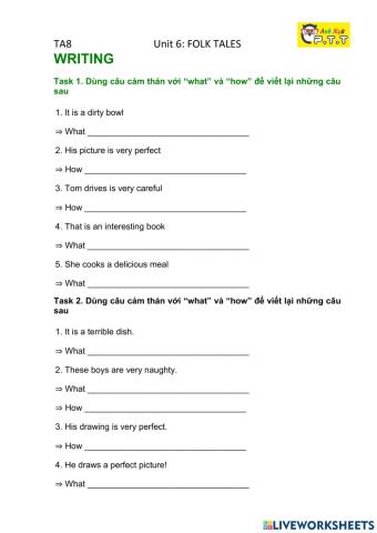 Ta8 unit 6 folk tales- writing exclamations