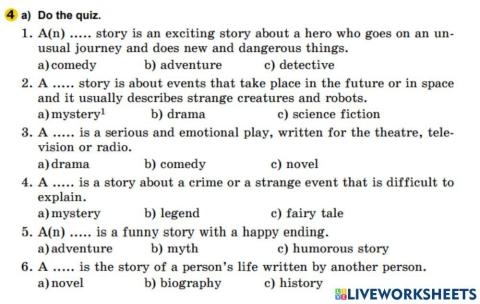 Literary genres quiz.