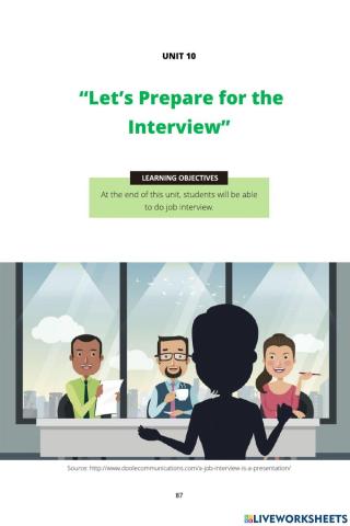 Unit 10 “Let’s Prepare for the Interview”