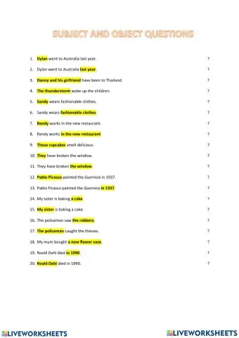 Subject and Object questions