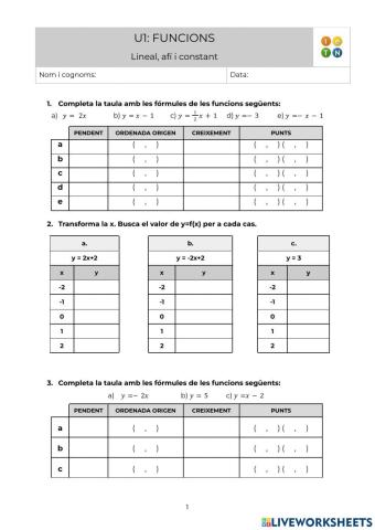 Lineal, afí, constant