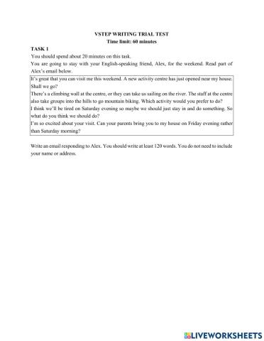 VSTEP Writing Final Test