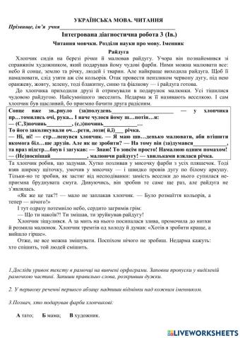 Інтегрована ДР з укр.мови Іменник ІІв.