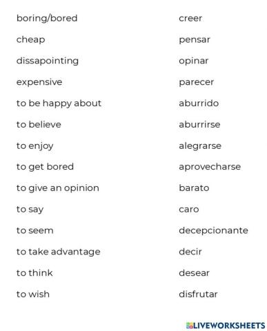 Vocabulario para dar opiniones