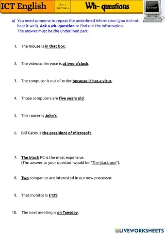 ICT 1.6 - Be - Wh- questions