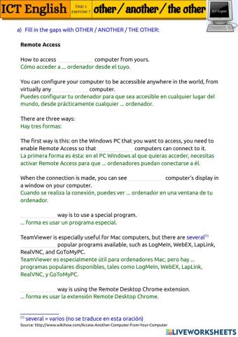 ICT 1.7 - Other - another - the other