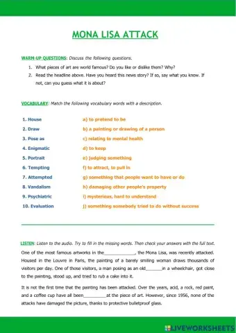 Monalisa attack - reading & listening B1