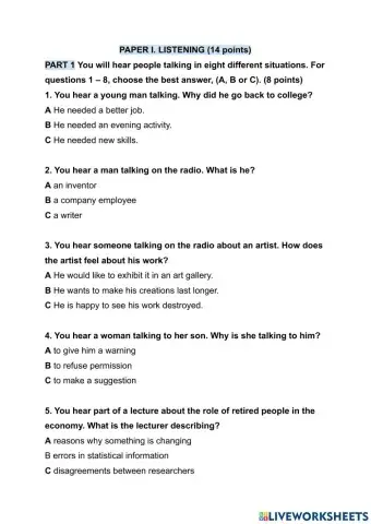 Listening tasks egzamin lektorat