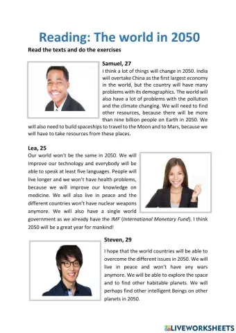 Reading: the world in 2050