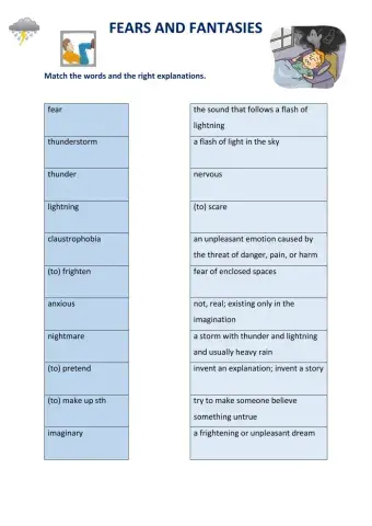 Fears and fantasies - vocabulary