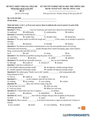 ĐỀ TN số 47-2022T