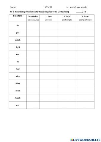 Past Simple - irregular verbs