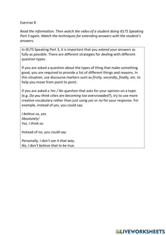 IE3, Unit 1, Speaking, Exercise 8