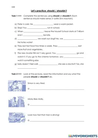 Should + Past Simple