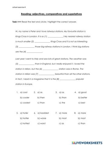 Reading - comparison