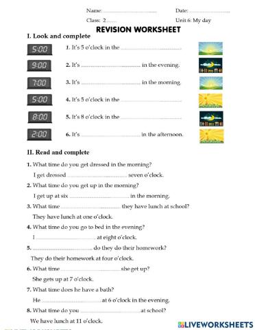 Revision worksheet